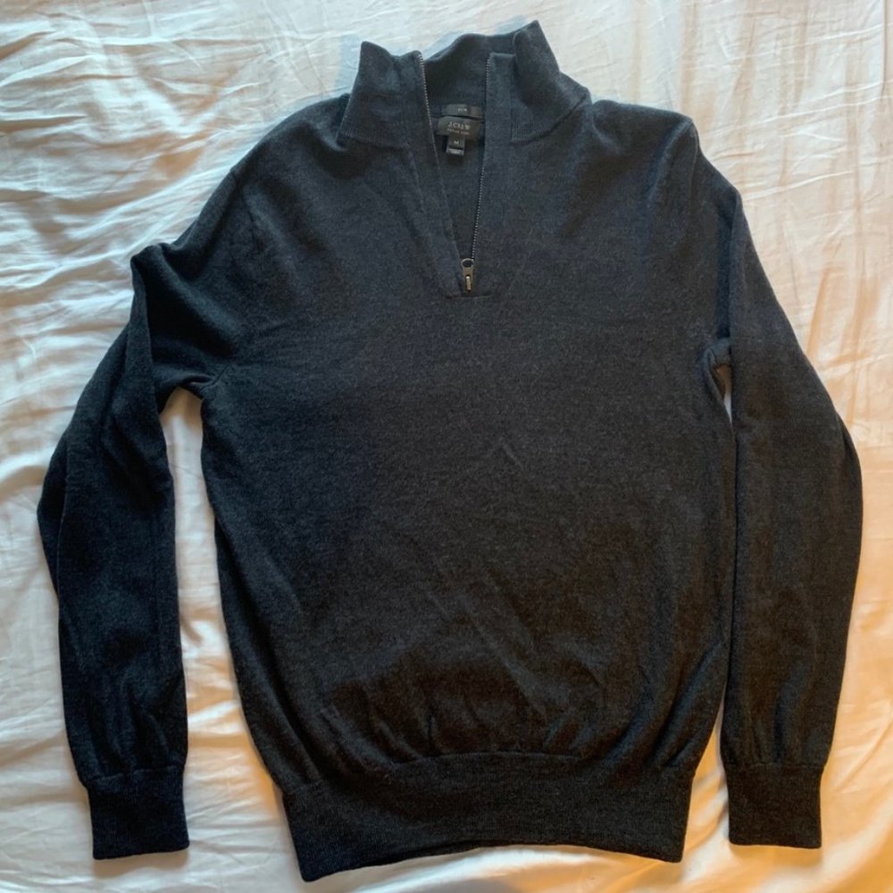 J. Crew Merino Wool Quarter Zip Pullover Size Med.